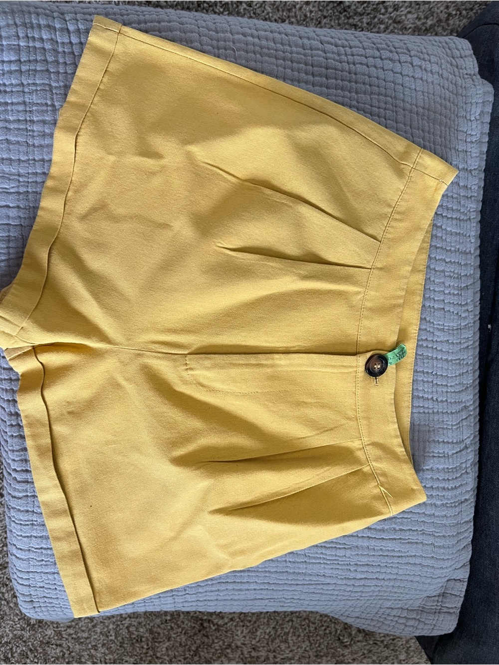Yellow Pleated Women's Shorts